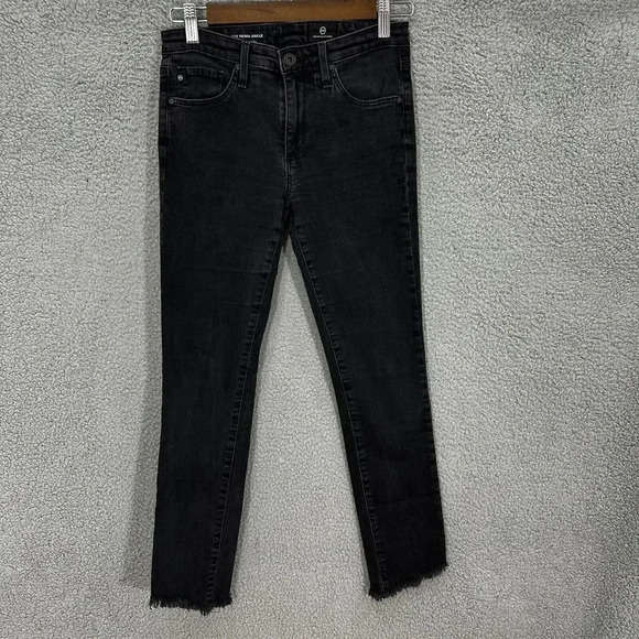 AG ADRIANO GOLDSCHMIED jeans 26 The Prima Cigarette Leg Black Pants chewed hem‎ - Picture 1 of 11